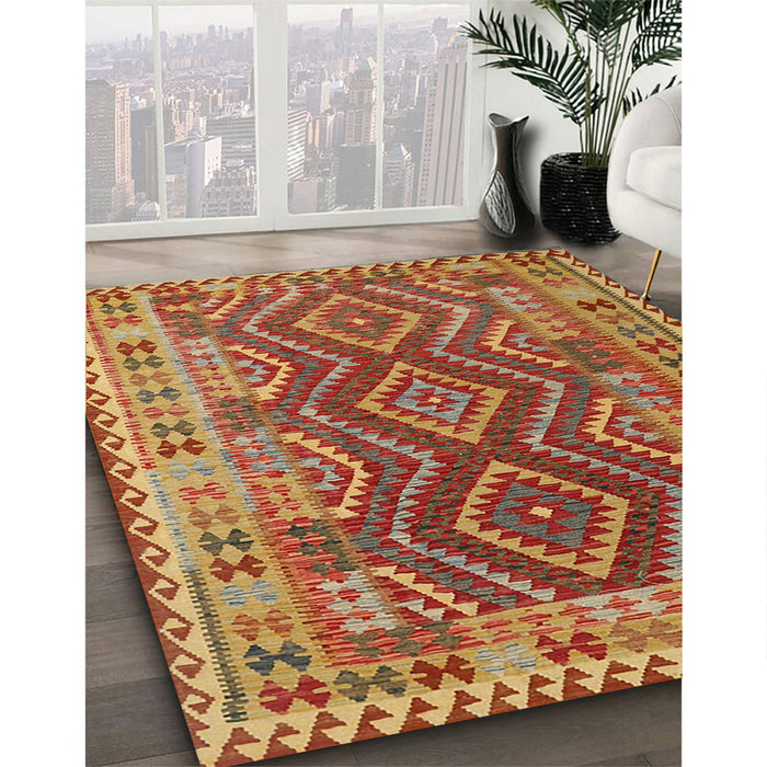 Machine Washable Contemporary Gold Rug in a Family Room, wshcon1117