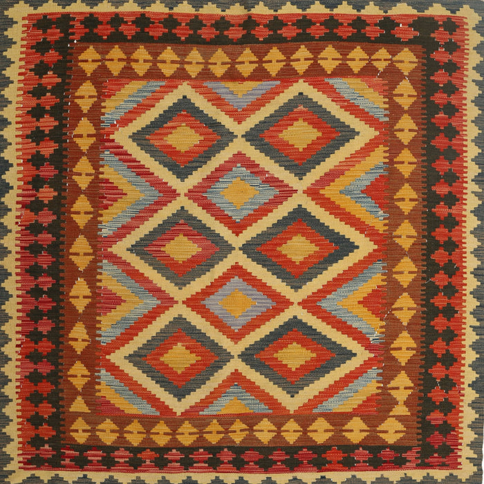 Square Contemporary Red Oriental Rug, con1118