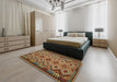 Contemporary Copper Green Southwestern Rug in a Bedroom, con1119