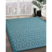 Contemporary Dark Cyan Green Modern Rug in Family Room, con1120