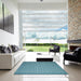 Square Contemporary Dark Cyan Green Modern Rug in a Living Room, con1120