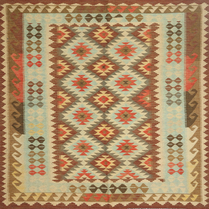 Square Contemporary Red Southwestern Rug, con1123