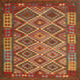Sideview of Machine Washable Contemporary Red Rug, wshcon1124