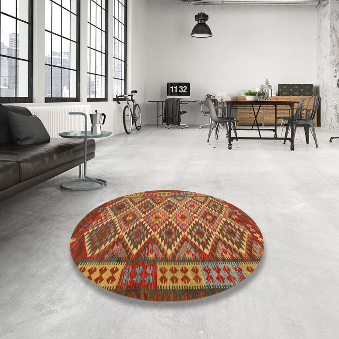 Round Machine Washable Contemporary Red Rug in a Office, wshcon1124