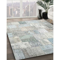 Contemporary Dark Gray Patchwork Rug, con1125