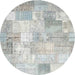 Sideview of Contemporary Dark Gray Patchwork Rug, con1125