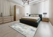 Contemporary Dark Gray Patchwork Rug in a Bedroom, con1125