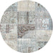 Sideview of Contemporary Gray Patchwork Rug, con1126