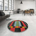 Round Machine Washable Contemporary Hazel Green Rug in a Office, wshcon1129