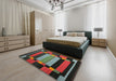 Machine Washable Contemporary Hazel Green Rug in a Bedroom, wshcon1129