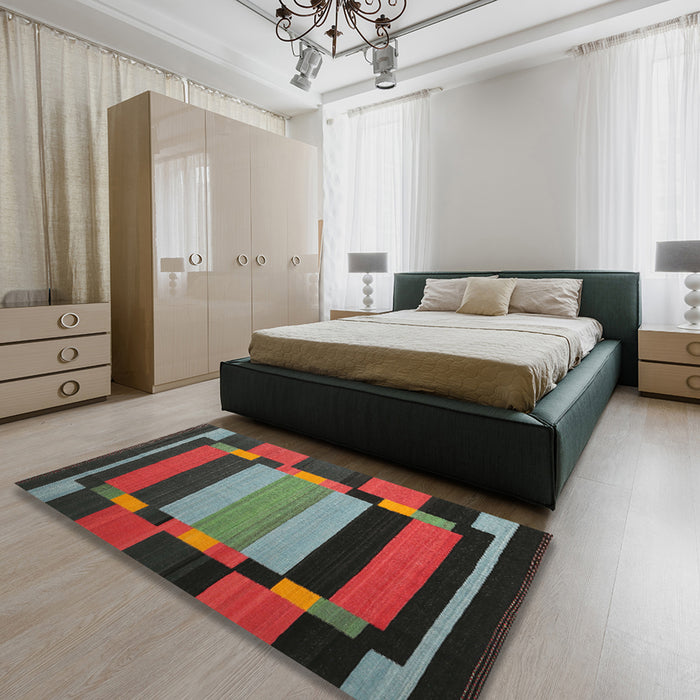 Machine Washable Contemporary Hazel Green Rug in a Bedroom, wshcon1129