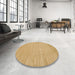 Round Contemporary Yellow Solid Rug in a Office, con112