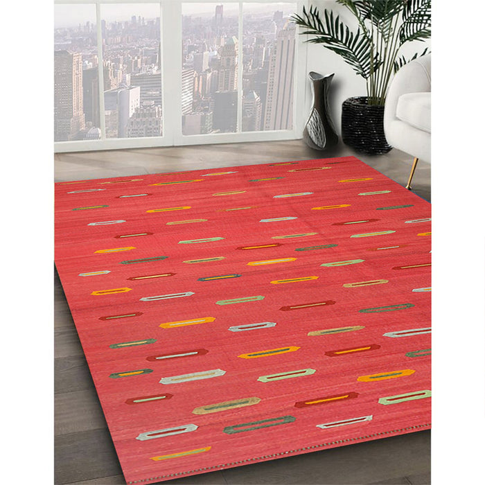 Contemporary Red Oriental Rug in Family Room, con1133