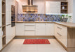 Machine Washable Contemporary Red Rug in a Kitchen, wshcon1134