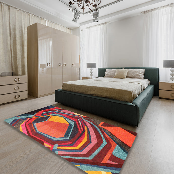 Machine Washable Contemporary Rose Dust Purple Rug in a Bedroom, wshcon1141