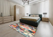 Contemporary Chestnut Brown Modern Rug in a Bedroom, con1142