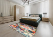 Machine Washable Contemporary Chestnut Brown Rug in a Bedroom, wshcon1142