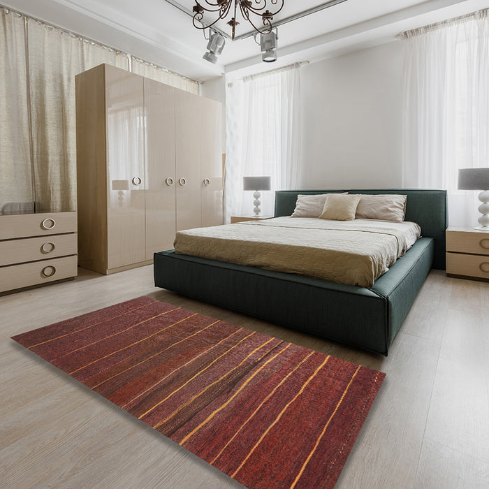 Machine Washable Contemporary Saffron Red Rug in a Bedroom, wshcon1143