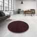 Round Contemporary Bakers Brown Modern Rug in a Office, con1144