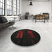 Round Machine Washable Contemporary Charcoal Black Rug in a Office, wshcon1146