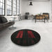 Round Contemporary Charcoal Black Modern Rug in a Office, con1146