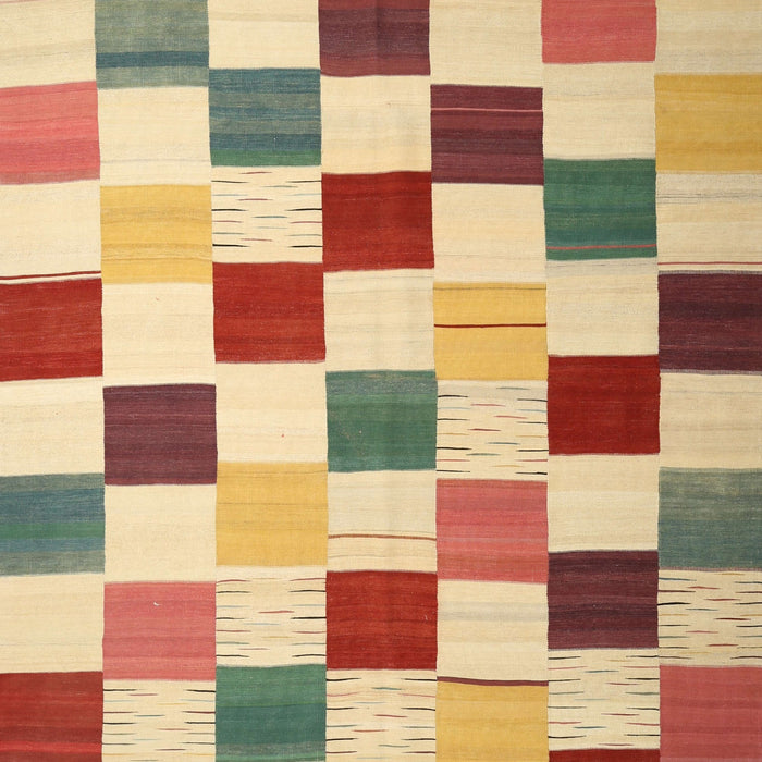 Contemporary Mustard Yellow Checkered Rug, con1148