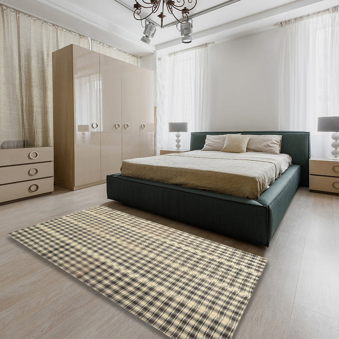 Contemporary Brown Modern Rug in a Bedroom, con1149