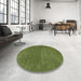 Round Machine Washable Contemporary Seaweed Green Rug in a Office, wshcon114