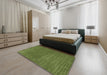 Contemporary Seaweed Green Modern Rug in a Bedroom, con114