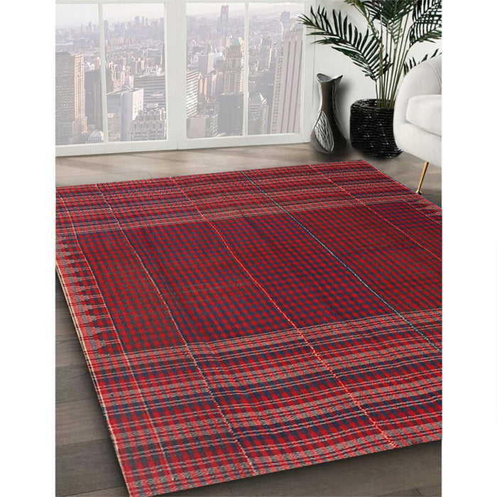 Contemporary Red Oriental Rug in Family Room, con1150