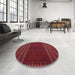 Round Contemporary Red Oriental Rug in a Office, con1150