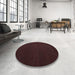 Round Contemporary Bakers Brown Modern Rug in a Office, con1151