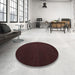 Round Machine Washable Contemporary Bakers Brown Rug in a Office, wshcon1151