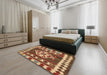 Contemporary Sand Brown Southwestern Rug in a Bedroom, con1152