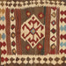 Square Contemporary Sand Brown Southwestern Rug, con1152