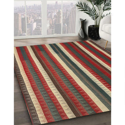 Contemporary Dark Almond Brown Modern Rug in Family Room, con1153