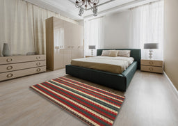 Contemporary Dark Almond Brown Modern Rug in a Bedroom, con1153