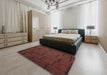 Contemporary Brown Red Modern Rug in a Bedroom, con1154