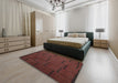 Machine Washable Contemporary Brown Red Rug in a Bedroom, wshcon1154