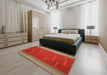 Contemporary Red Modern Rug in a Bedroom, con1156