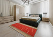 Machine Washable Contemporary Red Rug in a Bedroom, wshcon1156