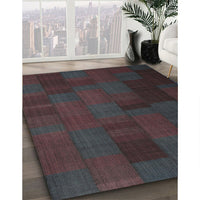 Contemporary Burgundy Brown Modern Rug, con1157