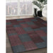 Contemporary Burgundy Brown Modern Rug in Family Room, con1157