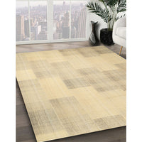 Contemporary Brown Gold Solid Rug, con1159