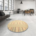 Round Machine Washable Contemporary Brown Gold Rug in a Office, wshcon1160