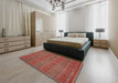 Contemporary Copper Red Pink Oriental Rug in a Bedroom, con1161