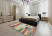 Contemporary Rust Pink Modern Rug in a Bedroom, con1162