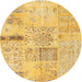 Square Machine Washable Contemporary Yellow Rug, wshcon1163