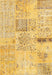 Contemporary Yellow Patchwork Rug, con1163