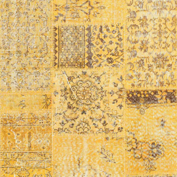Contemporary Yellow Patchwork Rug, con1163